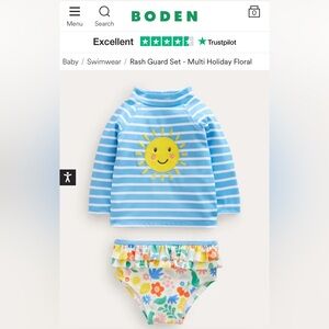 NWT Boden Kids Swimsuit Rash guard Set Size 6-9 months